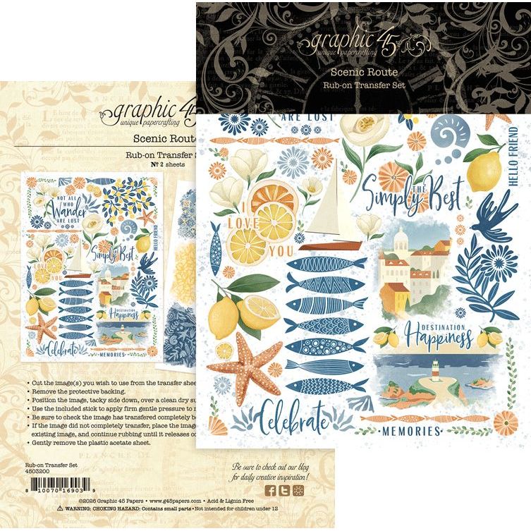 Graphic 45 Scenic Route Rub-On Transfers 4503200