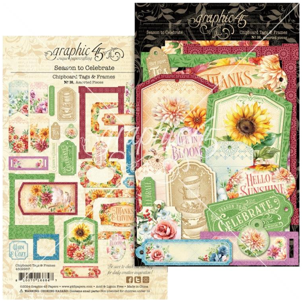Graphic 45 Season To Celebrate Tags and Frames Die Cut Assortment 4502957