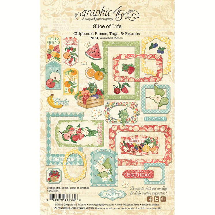Graphic 45 Slice of Life Tags and Frames Die Cut Assortment 4503234