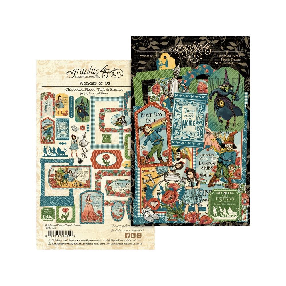 Graphic 45 Wonder Of OZ Tags and Frames Die Cut Assortment 4503125