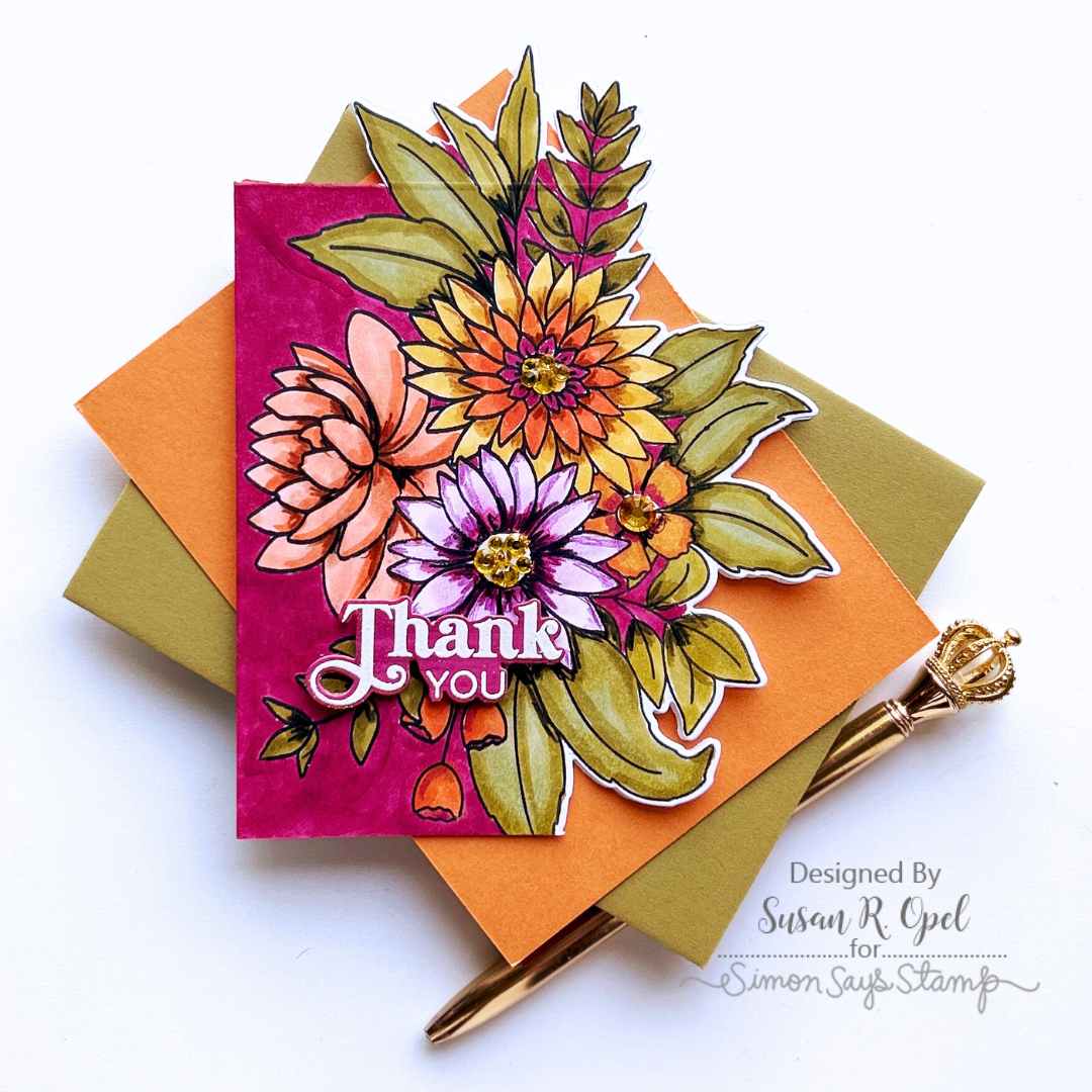 Simon Says Stamps And Dies Grateful Florals set840gf Stamptember Thank You Card