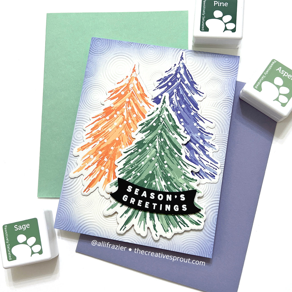 Simon Says Stamp Pawsitively Saturated Ink Cubes Green Trees ssc609 Season Of Wonder Christmas Card