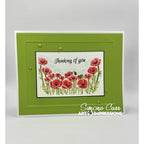 Green Framed Thinking of You Card with Red Poppies