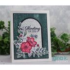 Greeting card with floral design and 'Thinking of You' text, featuring Karen Hightower and Gina K. Designs branding.