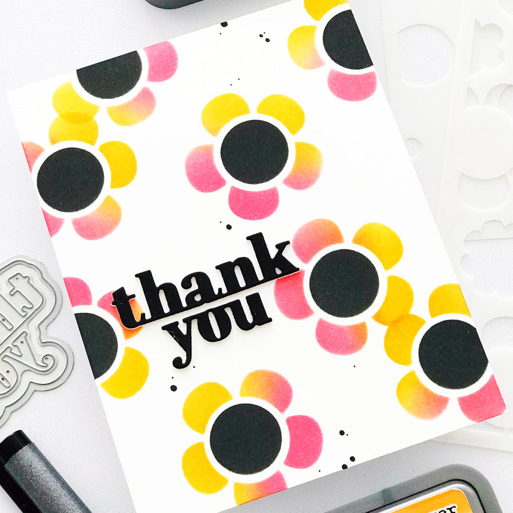 Simon Says Stamp Stencils Groovy Blooms 1027st Be Bold Thank You Card | color-code:ALT01