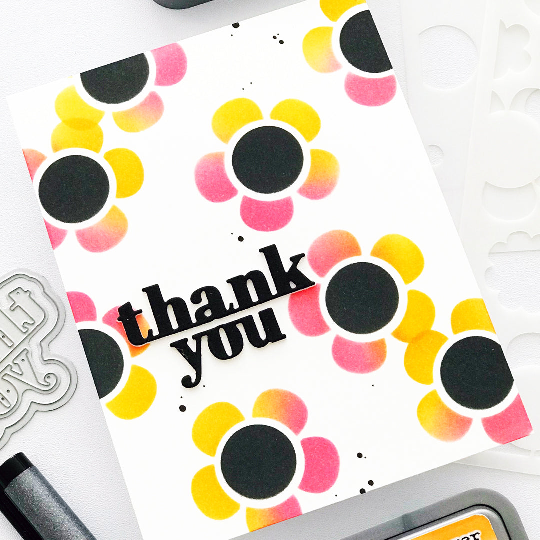 Simon Says Stamp Stencils Groovy Blooms 1027st Be Bold Thank You Card | color-code:ALT01