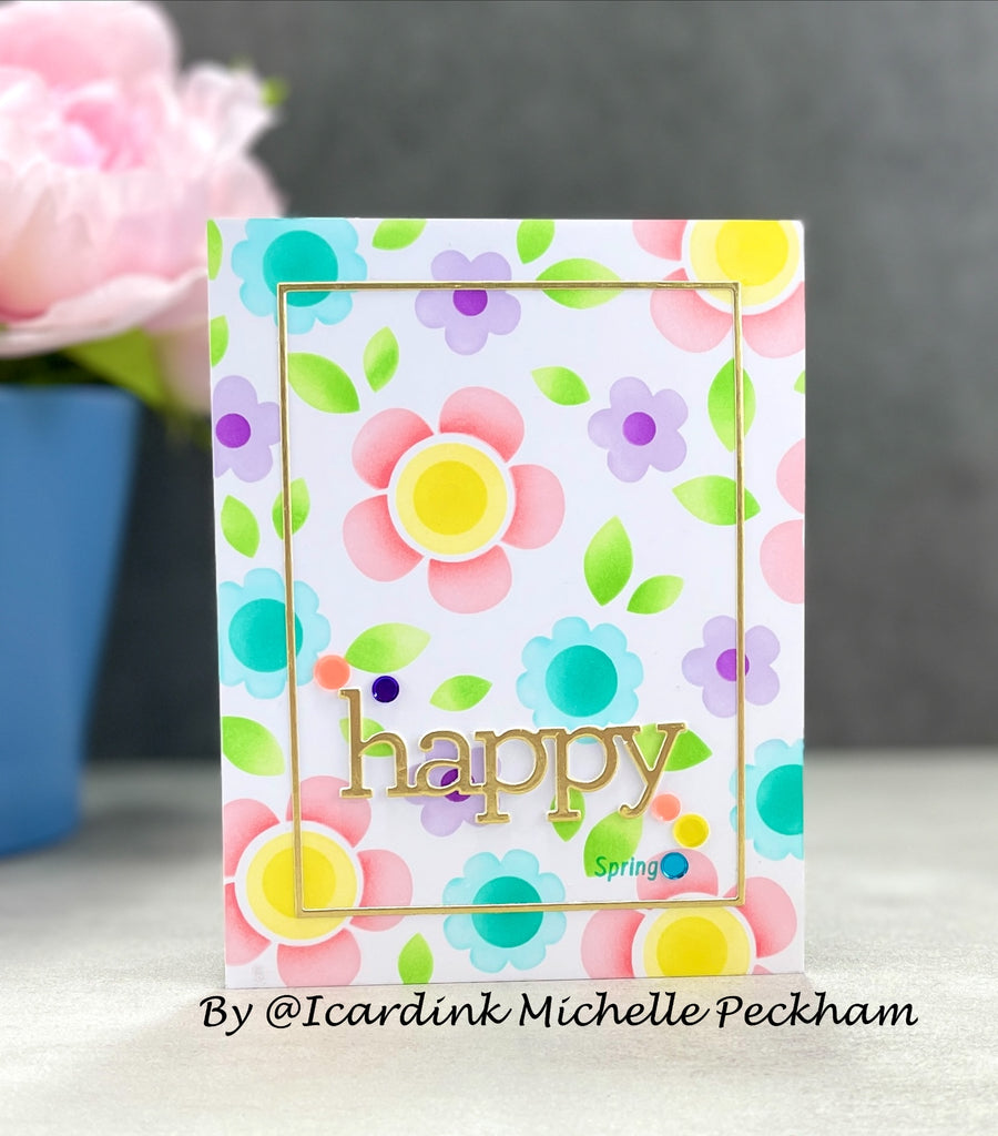 Simon Says Stamp Stencils Groovy Blooms 1027st Be Bold Happy Spring Card