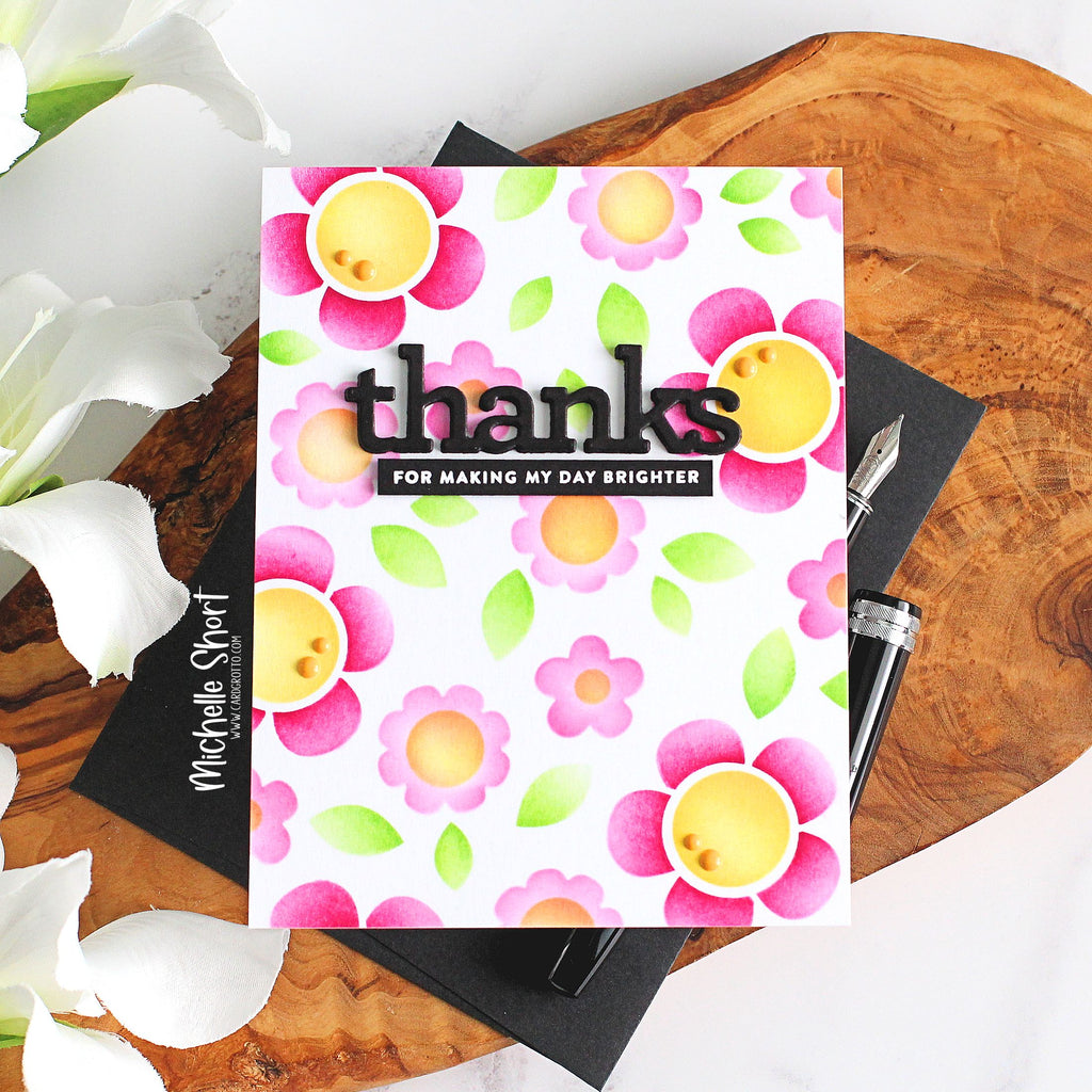 Simon Says Stamp Stencils Groovy Blooms 1027st Be Bold Thanks Card | color-code:ALT07
