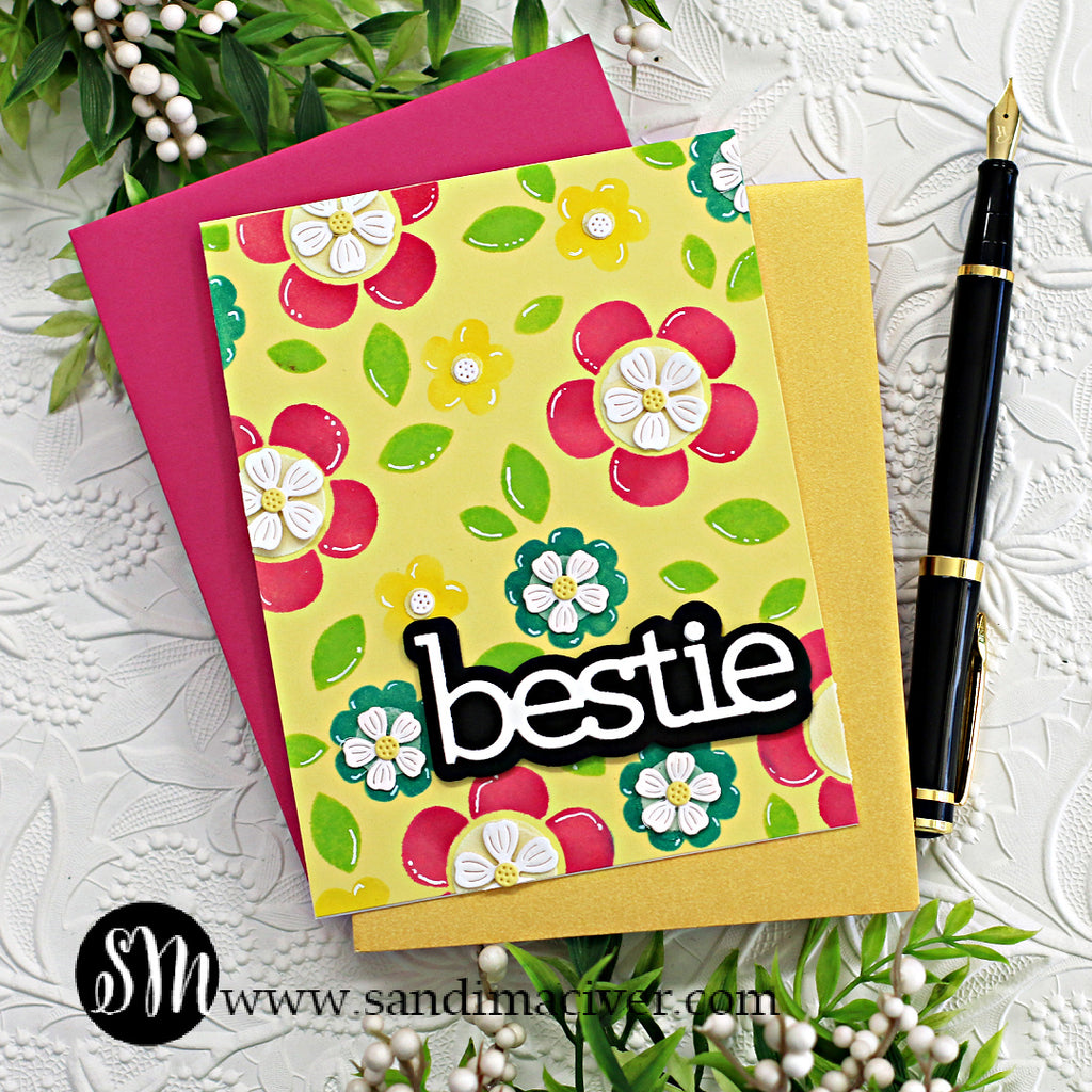 Simon Says Stamp Stencils Groovy Blooms 1027st Be Bold Friend Card