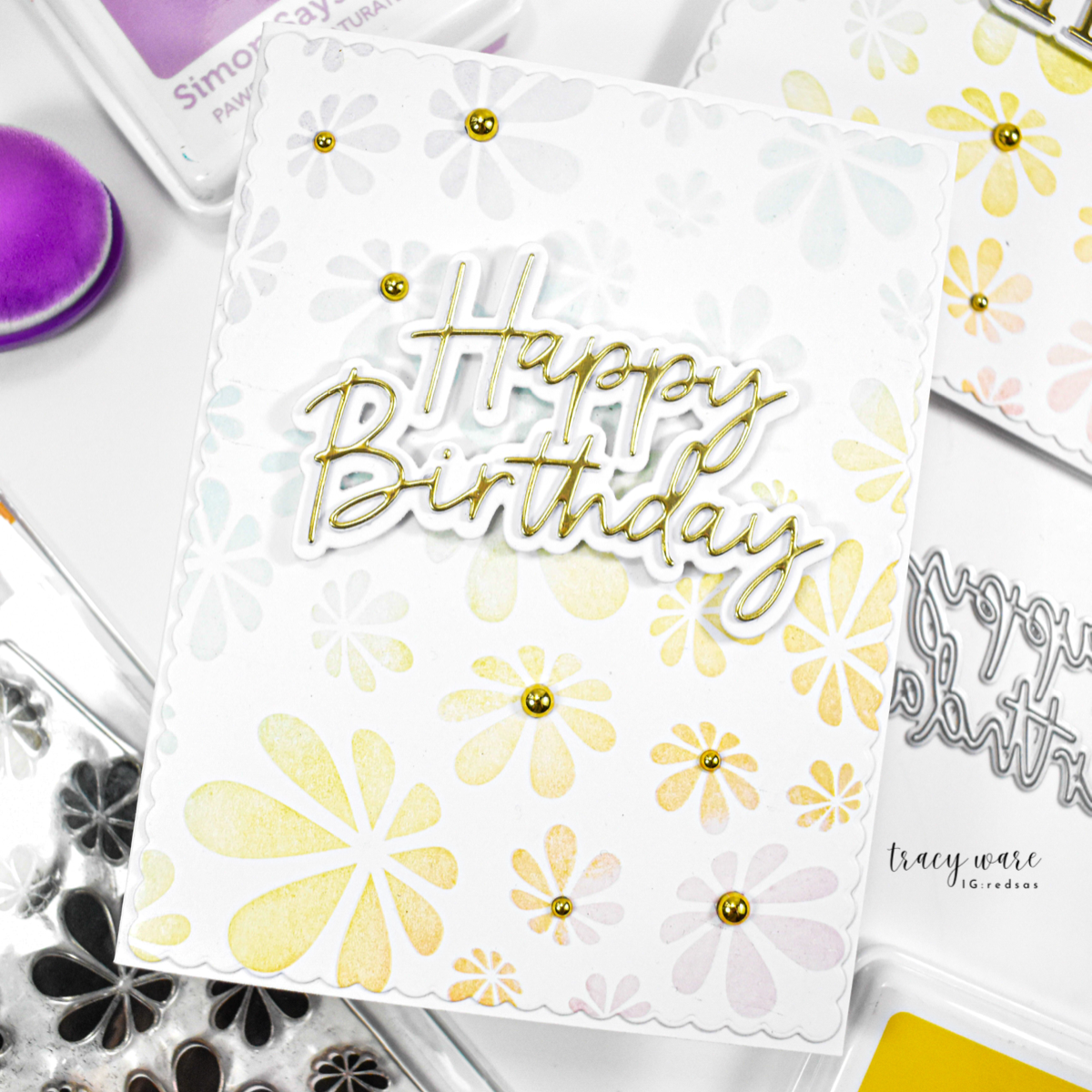 Simon Says Clear Stamp Groovy Daisies 1300ss Beautiful Moments Birthday Card | color-code:ALT06