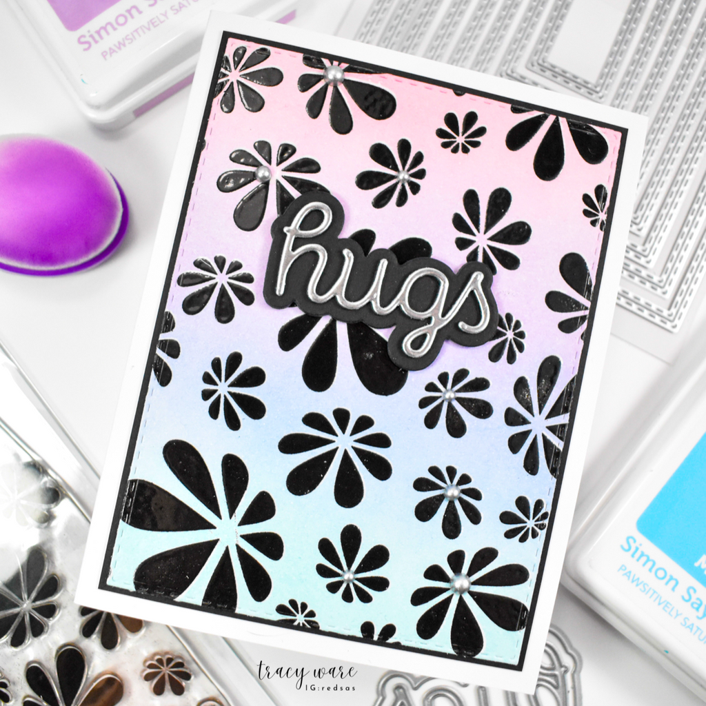 Simon Says Clear Stamp Groovy Daisies 1300ss Beautiful Moments Hugs Card | color-code:ALT03