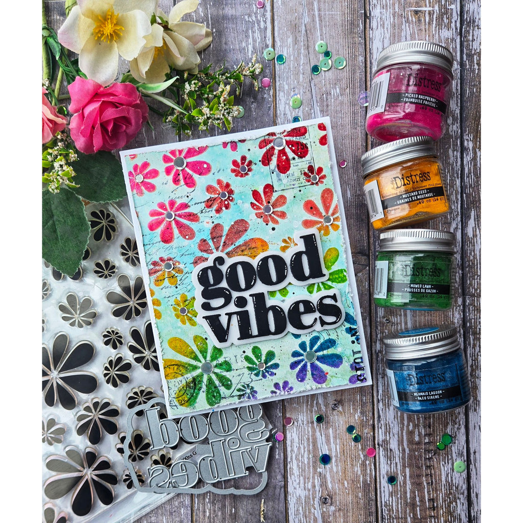 Simon Says Clear Stamp Groovy Daisies 1300ss Beautiful Moments Good Vibes Card