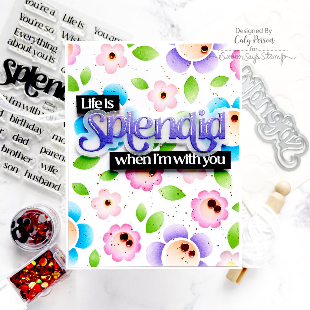 Simon Says Stamp Stencils Groovy Blooms 1027st Be Bold Love You Card | color-code:ALT04