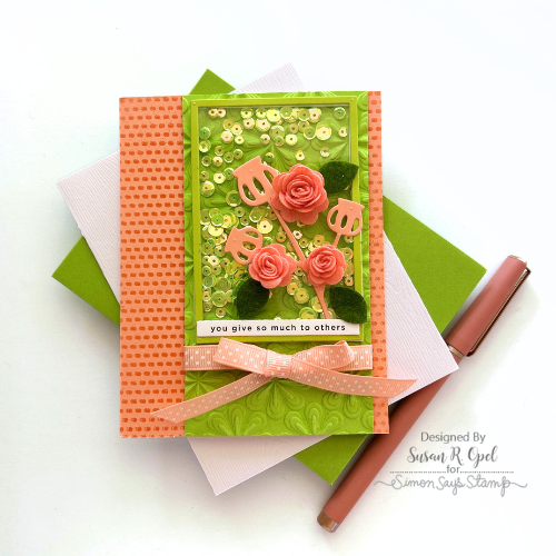 Simon Says Stamp Embossing Folder Groovy Floral sf481 Thank You Card