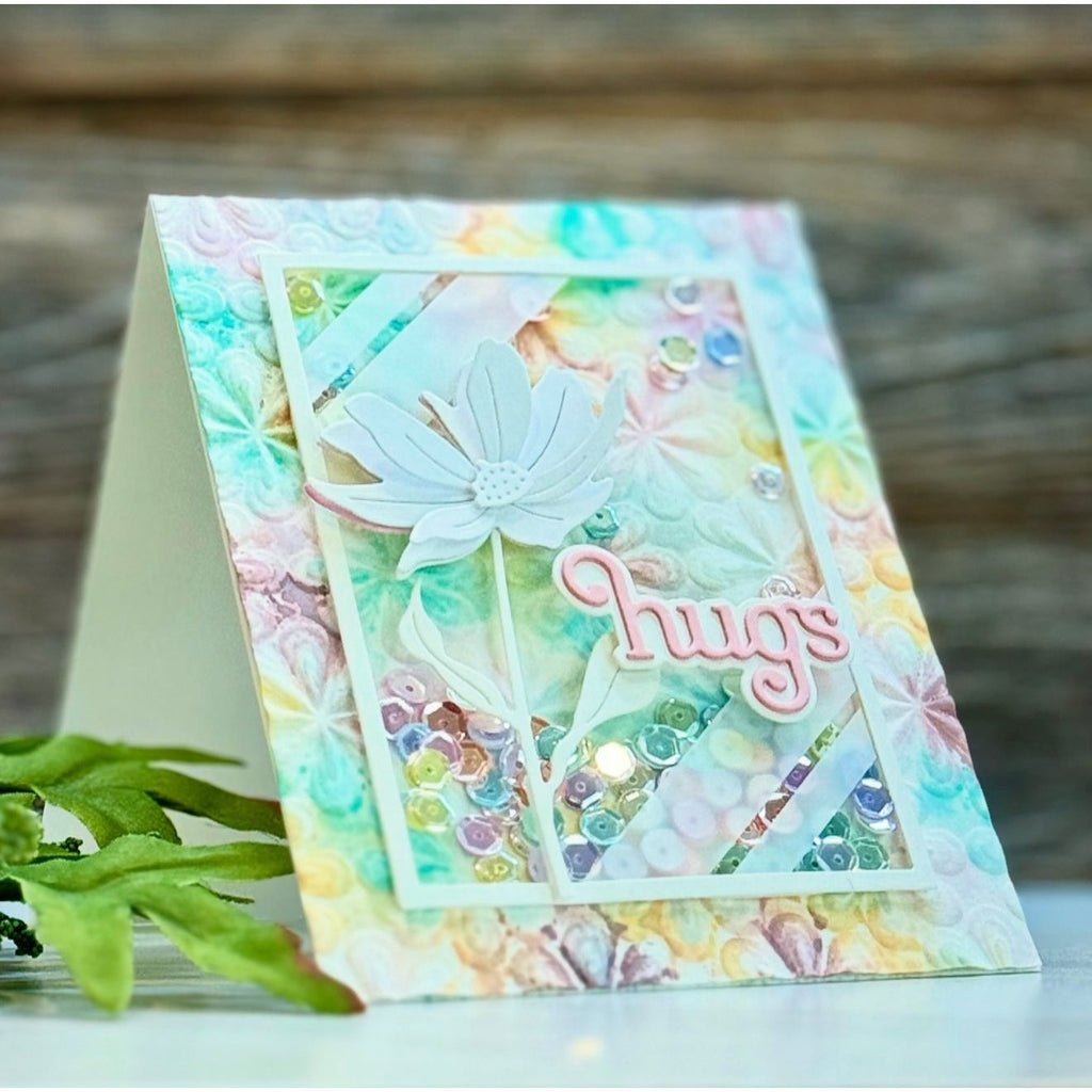 Simon Says Stamp Embossing Folder Groovy Floral sf481 Hugs Card