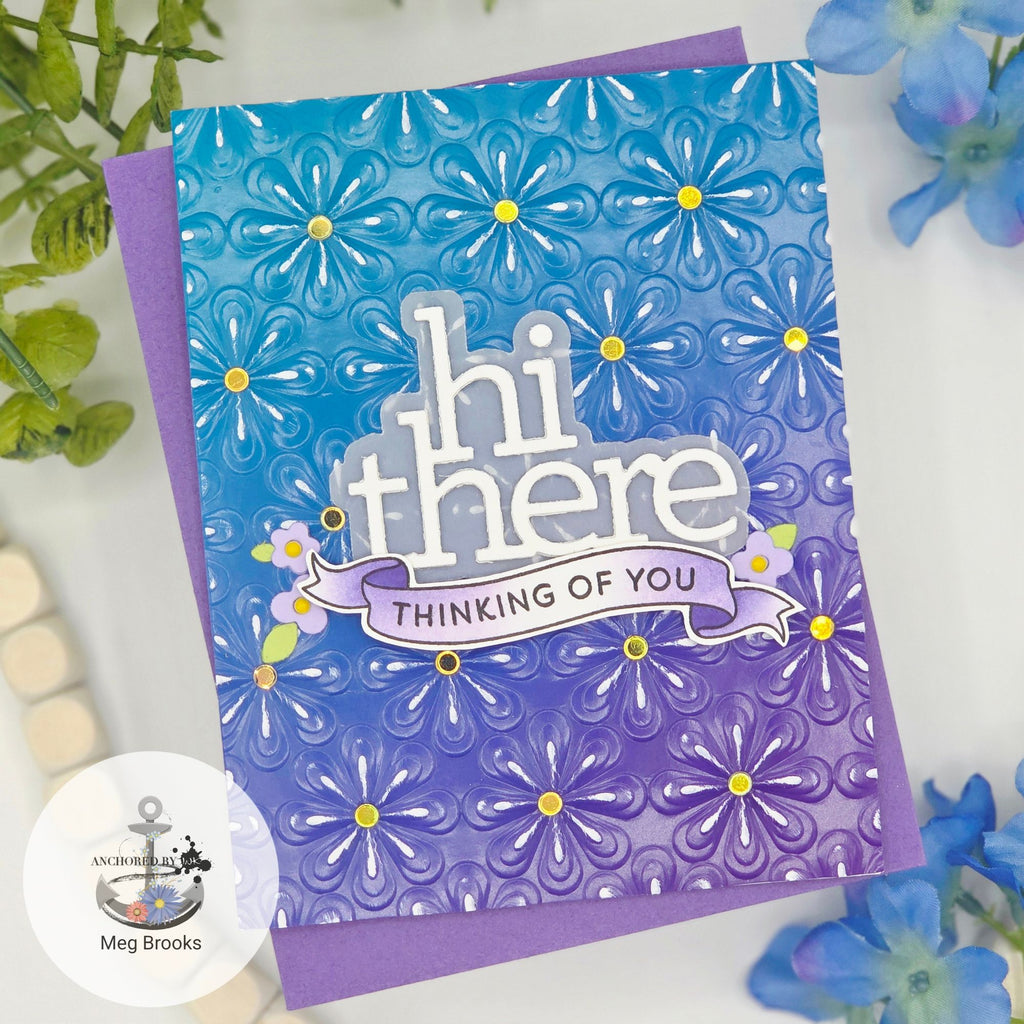 Simon Says Stamp Embossing Folder Groovy Floral sf481 Thinking of You Card