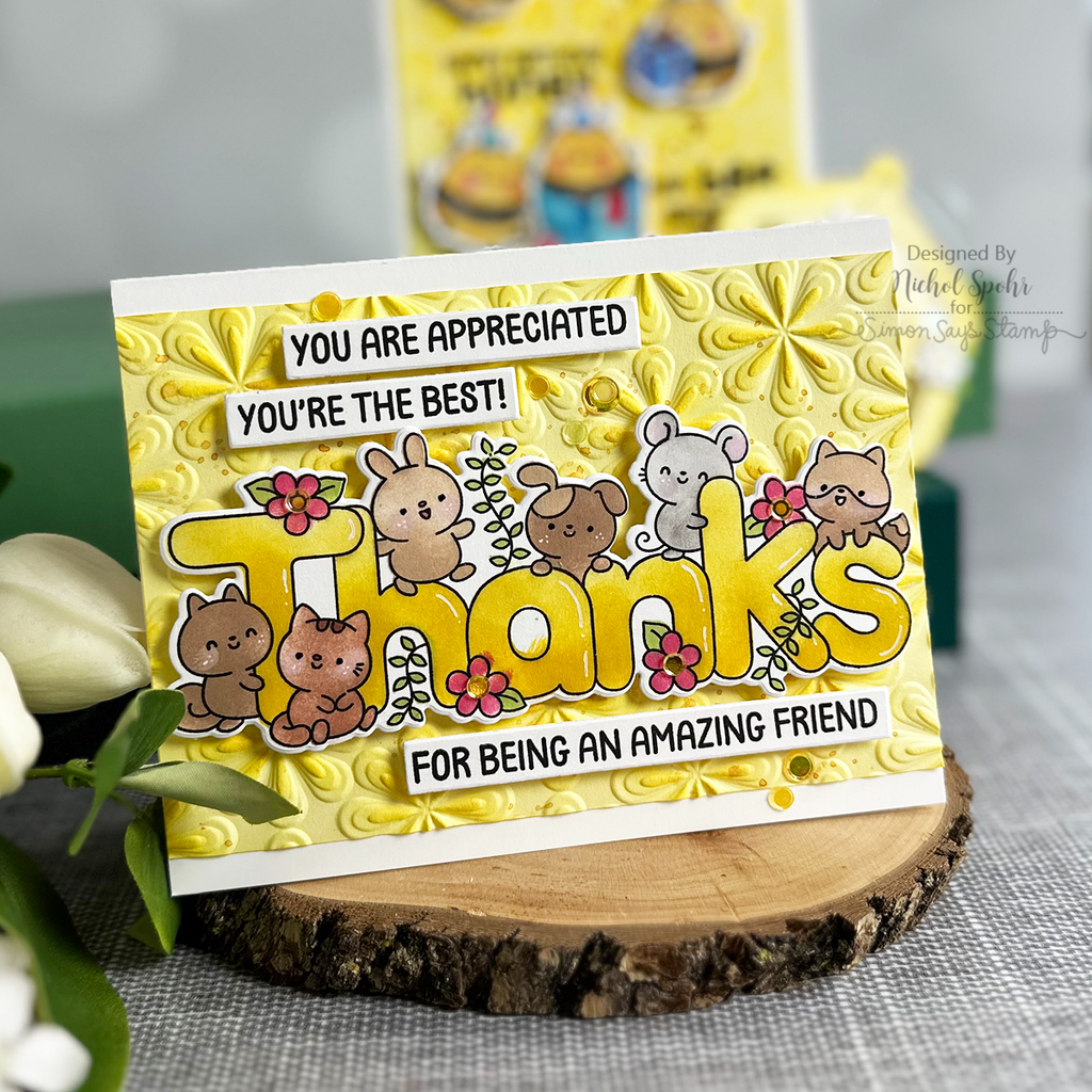 Simon Says Stamp Embossing Folder Groovy Floral sf481 Thanks Card | color-code:ALT02