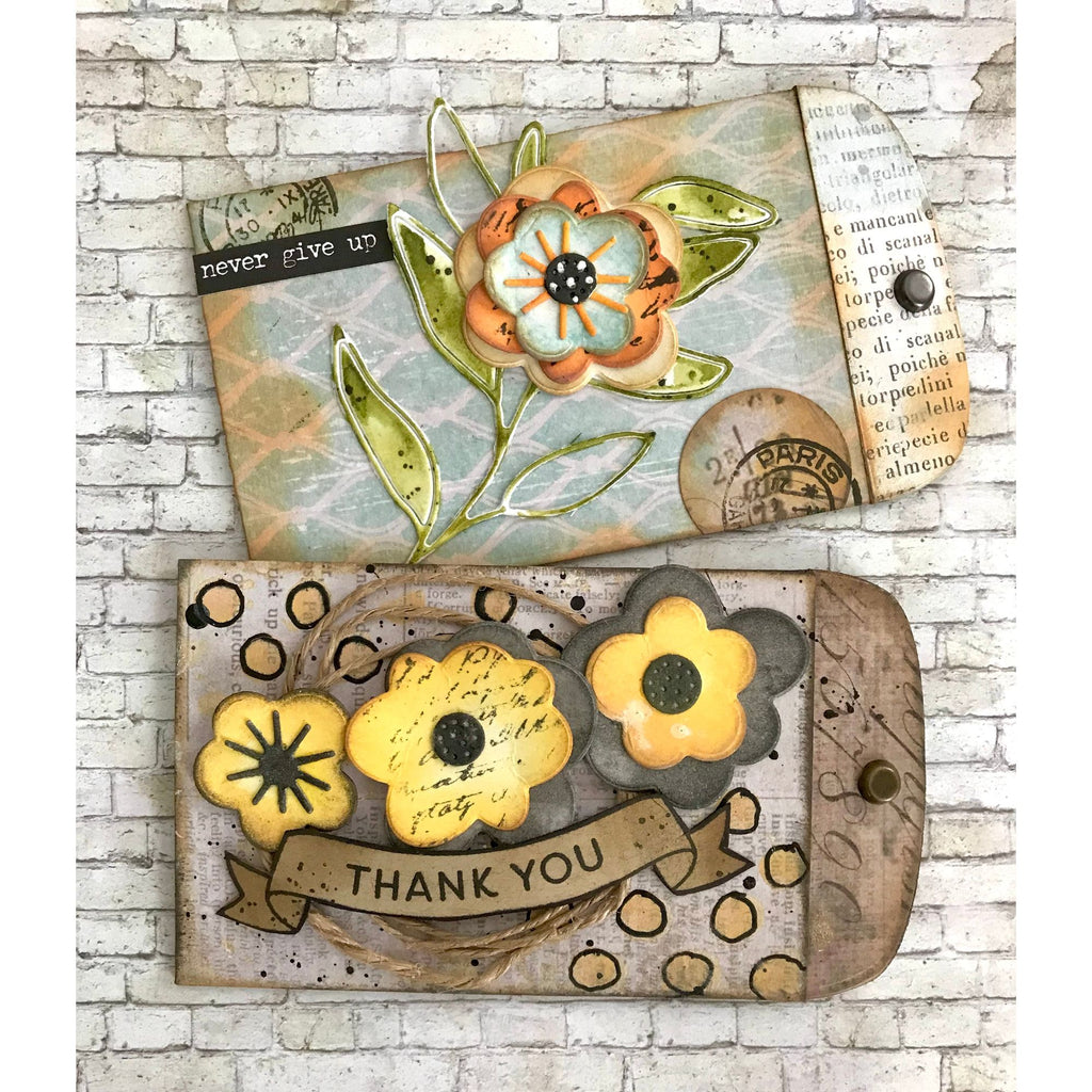 Simon Says Stamp Groovy Flowers Wafer Dies s1021 Happy Camper Floral Gift Card Holders