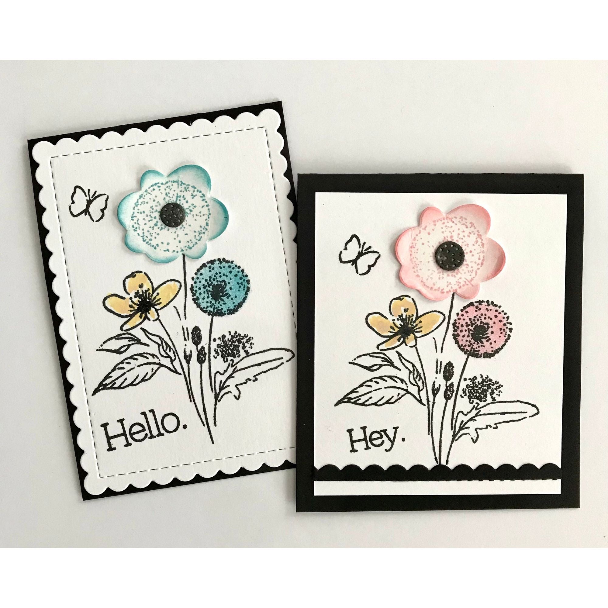 Simon Says Stamp Groovy Flowers Wafer Dies s1021 Happy Camper Hello Cards
