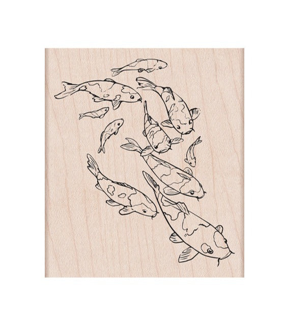 Hero Arts Mounted Rubber Stamp Group of Koi h6500