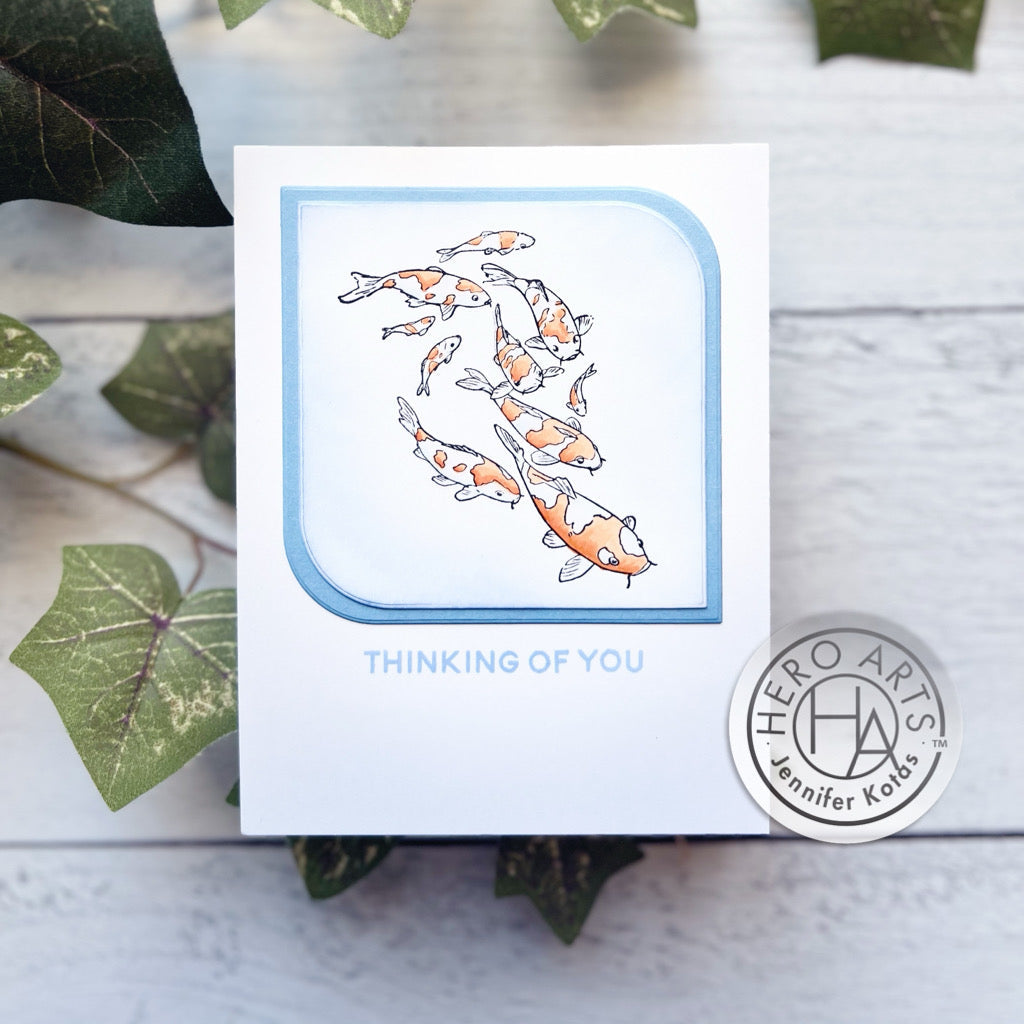 Hero Arts Mounted Rubber Stamp Group of Koi h6500 thinking of you