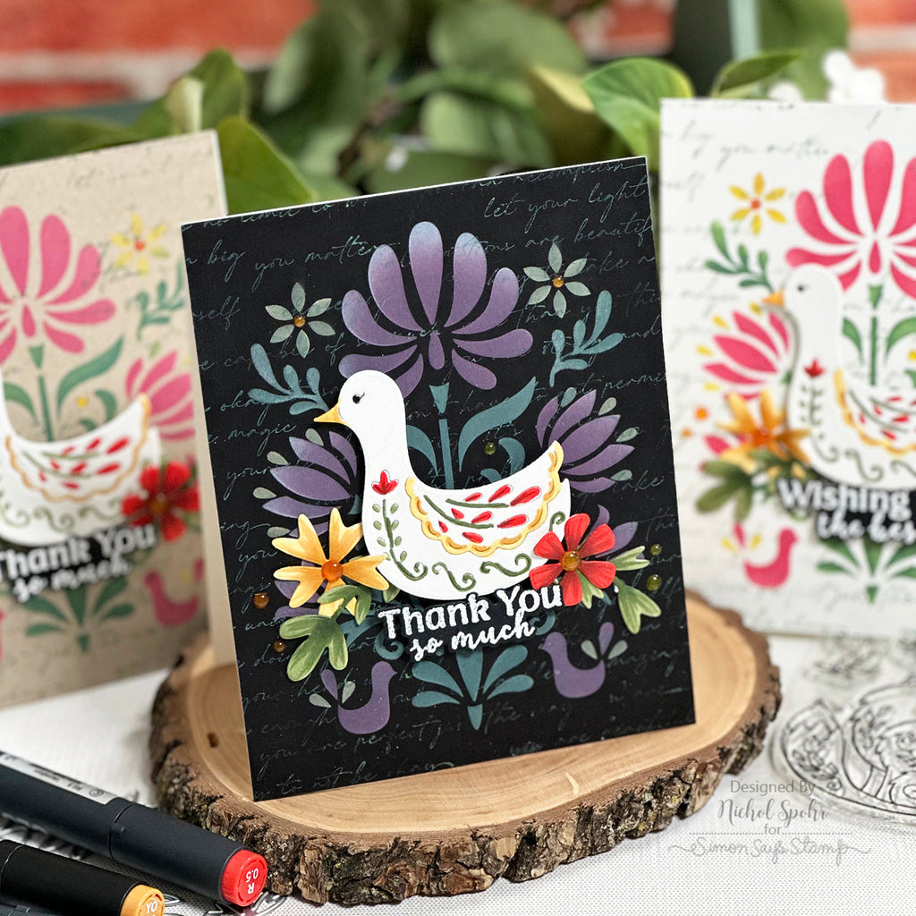 Hero Arts Color Layering Folk Art Stencils sa273 thank you | color-code:ALT01