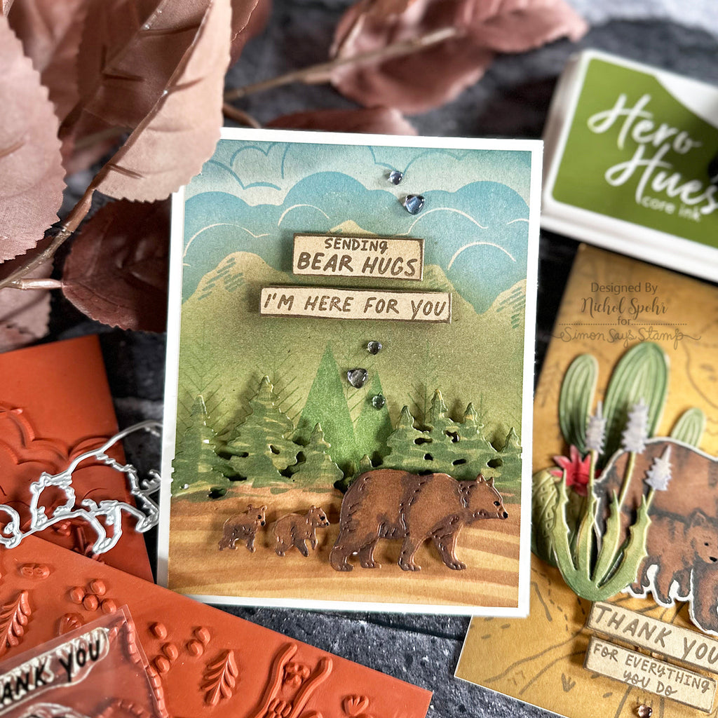 Hero Arts Bold Prints Cling Stamp Mountains and Trees CG923 bear hugs | color-code:ALT01