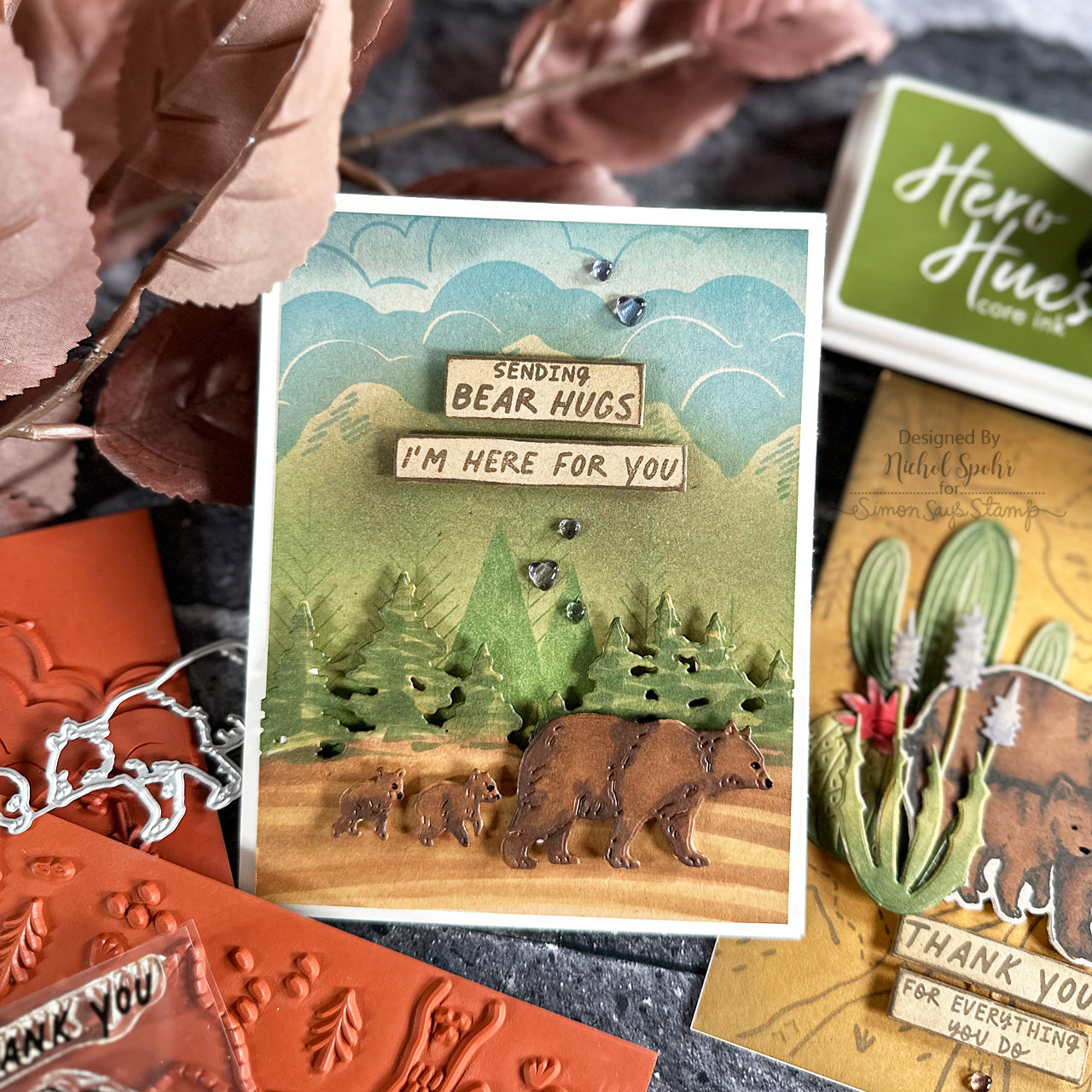 Hero Arts Bold Prints Cling Stamp Mountains and Trees CG923 bear hugs | color-code:ALT01