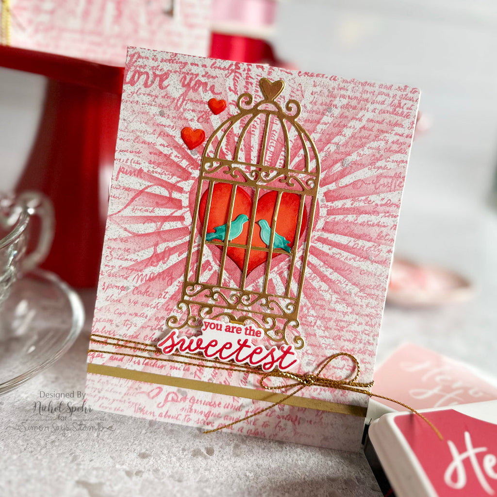 Hero Arts Heart Burst Stencil sa271 birdcage | color-code:ALT01