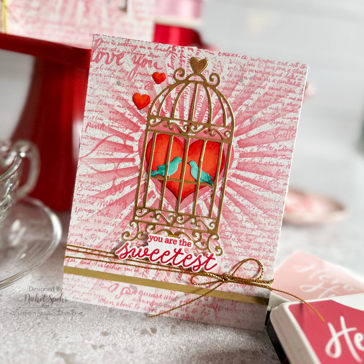 Hero Arts Heart Burst Stencil sa271 birdcage | color-code:ALT01