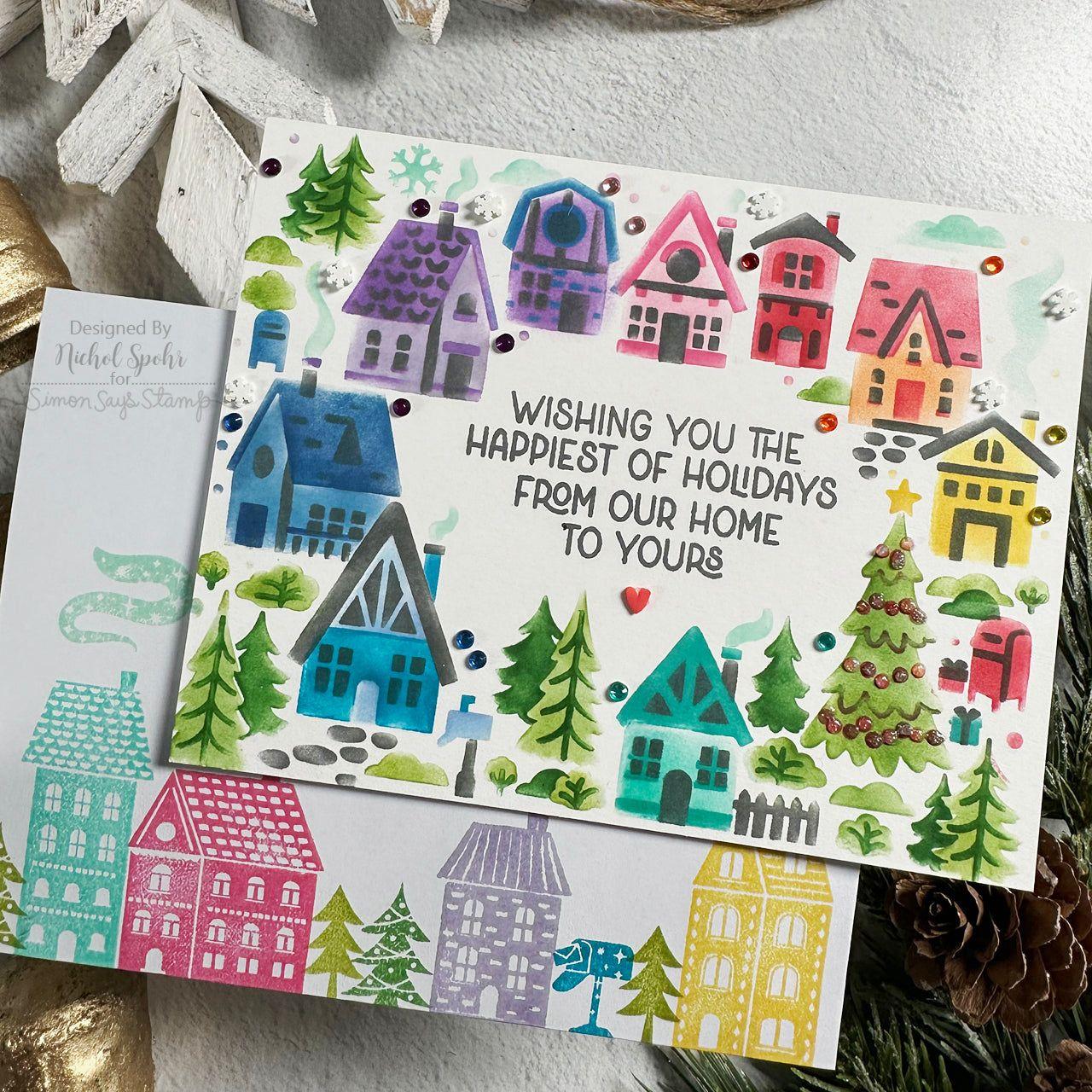 Hero Arts Color Layering Holiday Neighborhood Stencils sa259 wishing you | color-code:ALT01