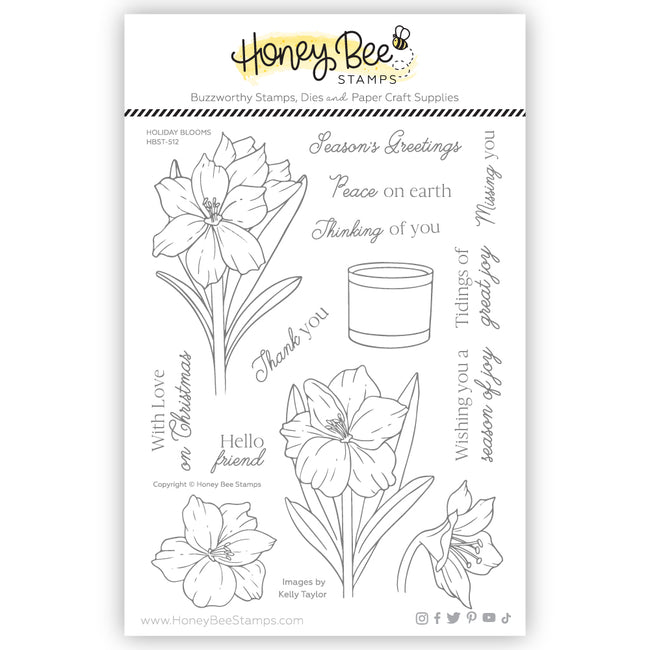 Honey Bee Holiday Blooms Clear Stamps hbst-512 Detailed Packaging View