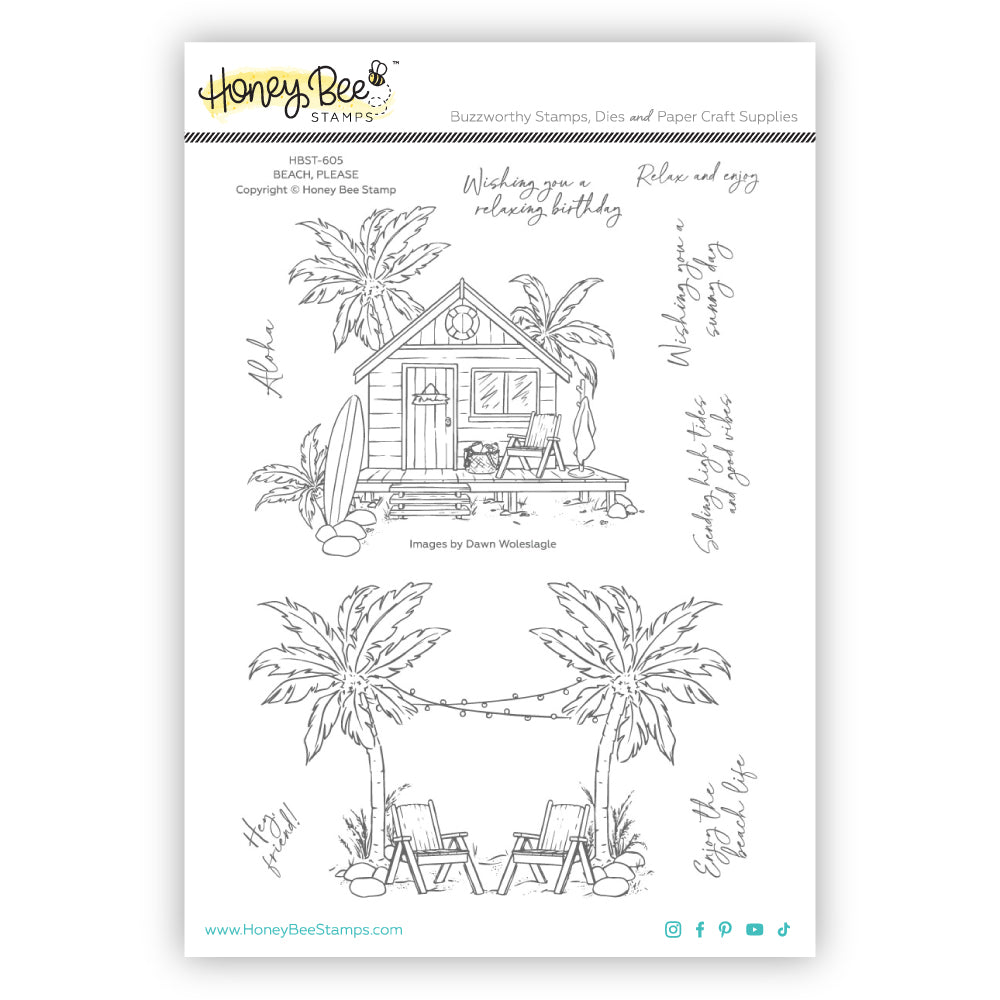 Honey Bee Beach Please Clear Stamps hbst-605