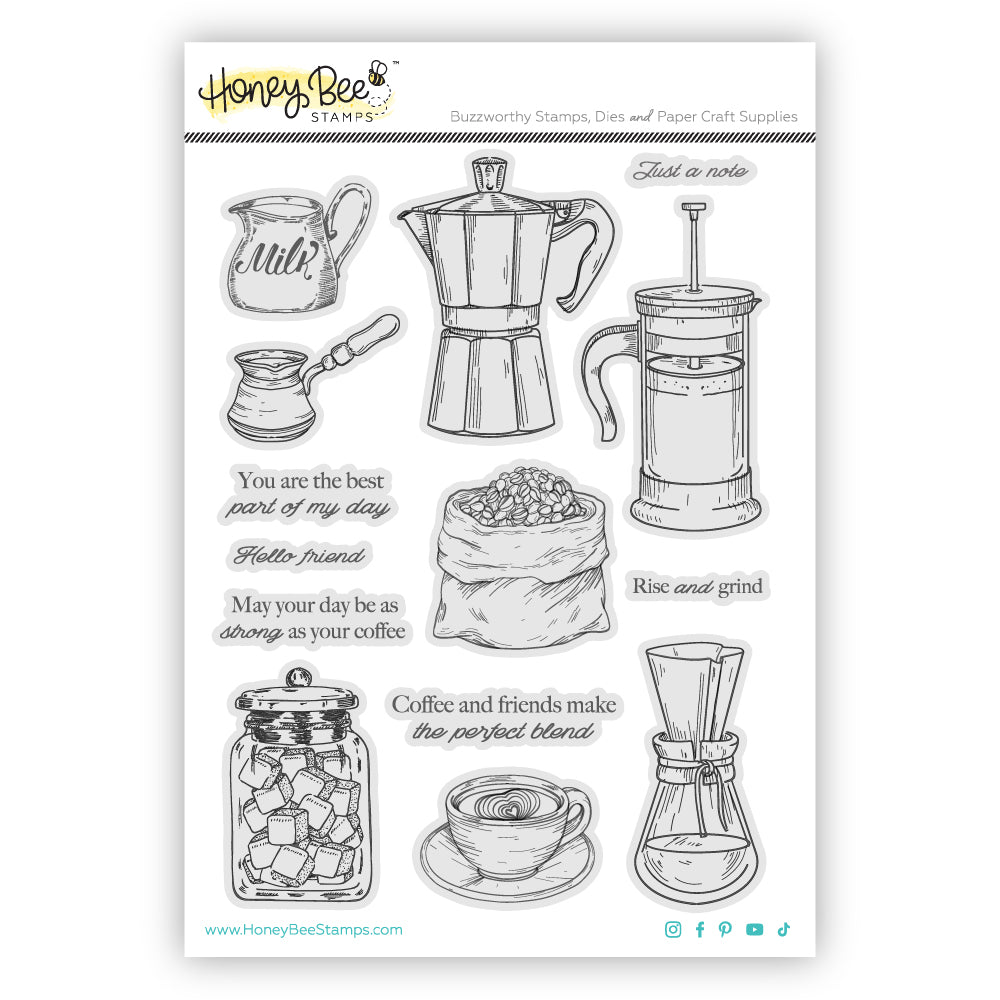 Honey Bee Rise And Grind Cling Stamps And Dies Bundle