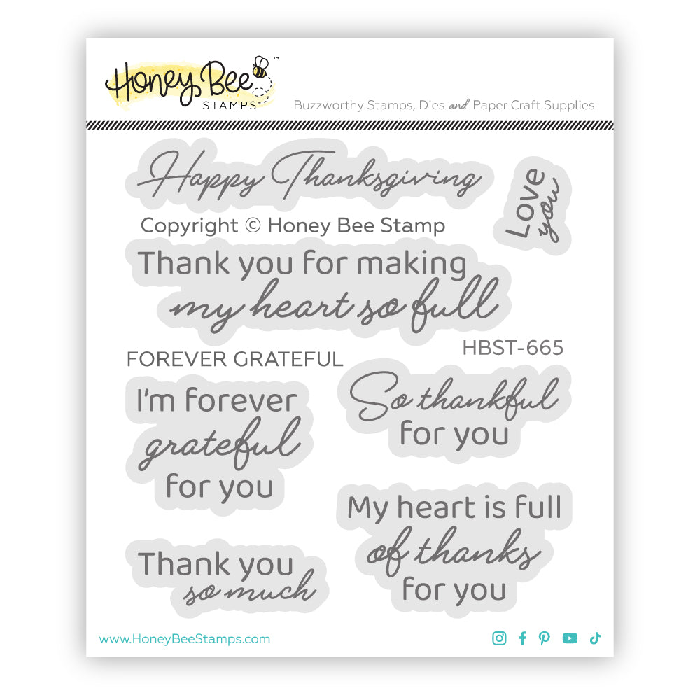 Honey Bee Forever Grateful Clear Stamps And Dies Bundle