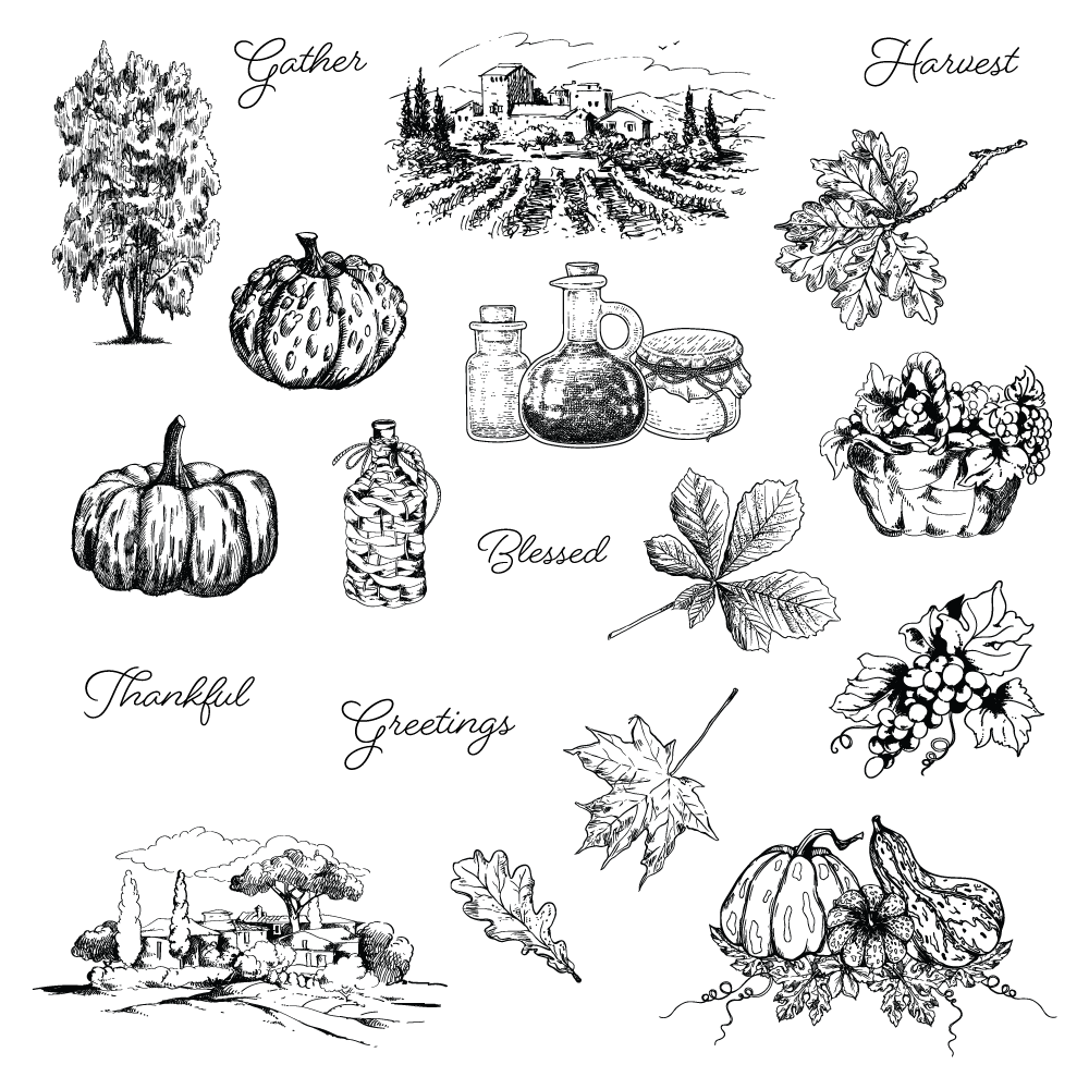 Honey Bee Gallery Wall Fall Cling Stamps And Dies Bundle