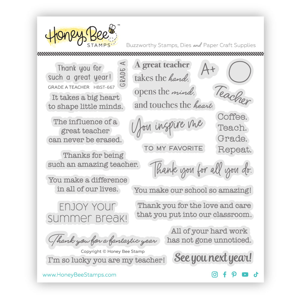 Honey Bee Grade A Teacher Clear Stamps And Dies Bundle