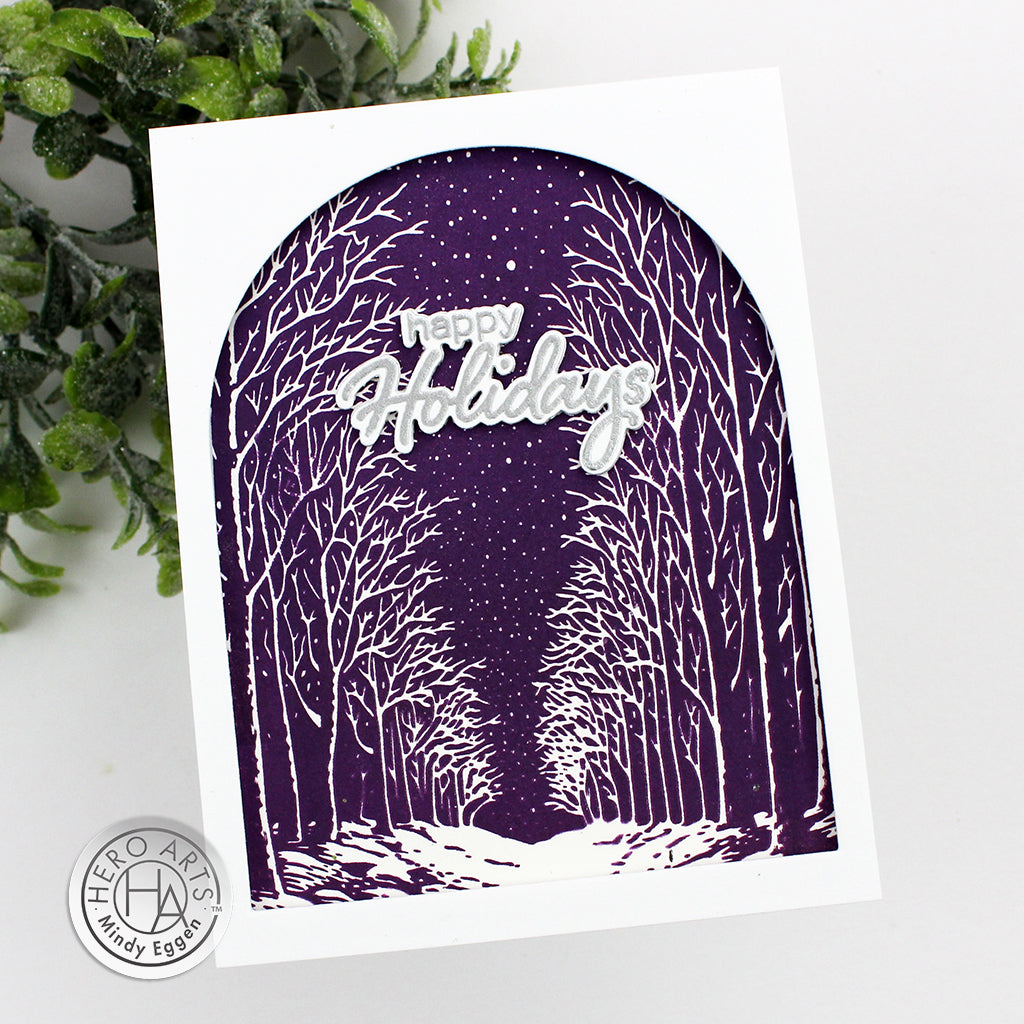 Hero Arts Snowy Night Press Plate and Foil Plate hp101 happy holidays