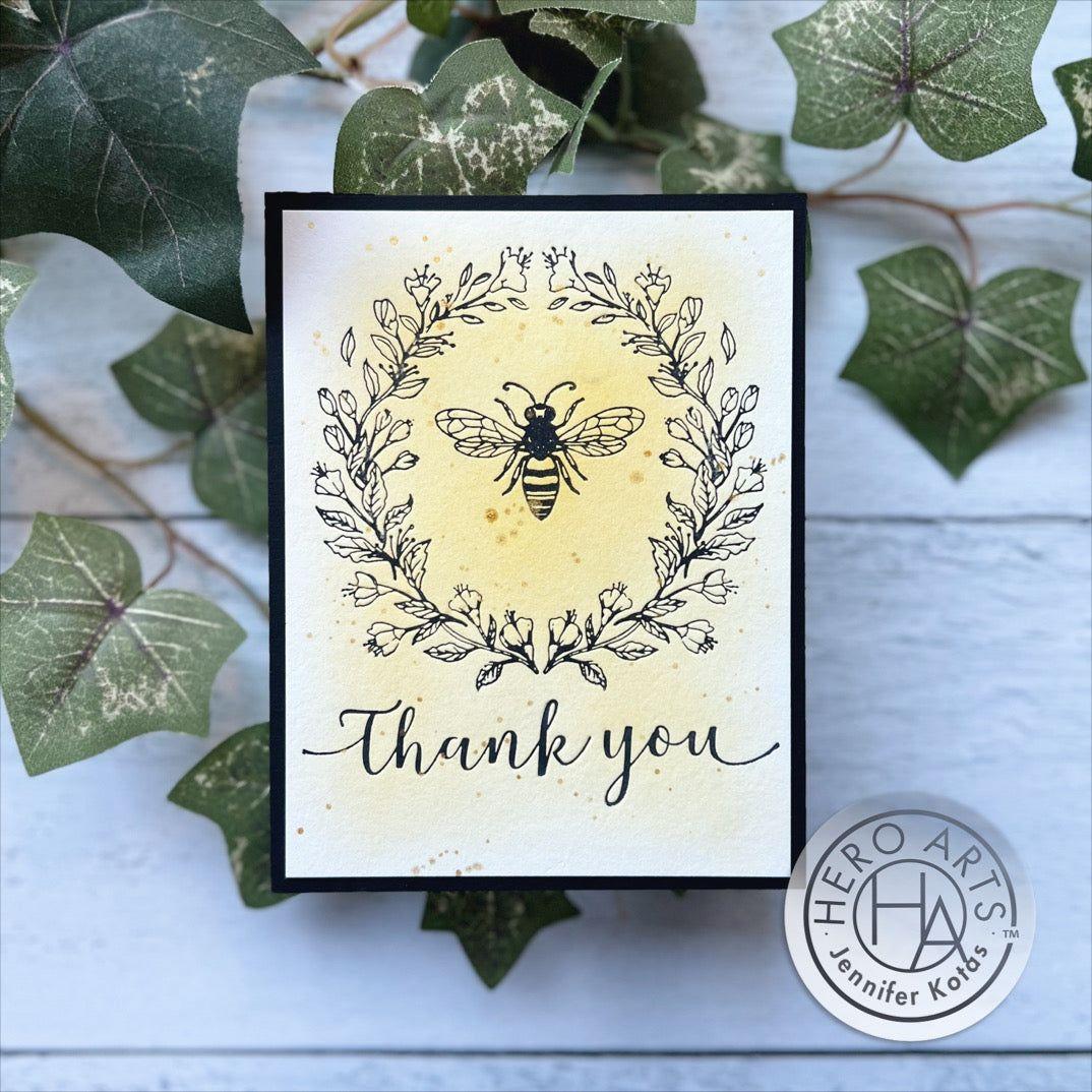 Hero Arts Antique Bee Press Plate and Foil Plate Set hp103 thank you