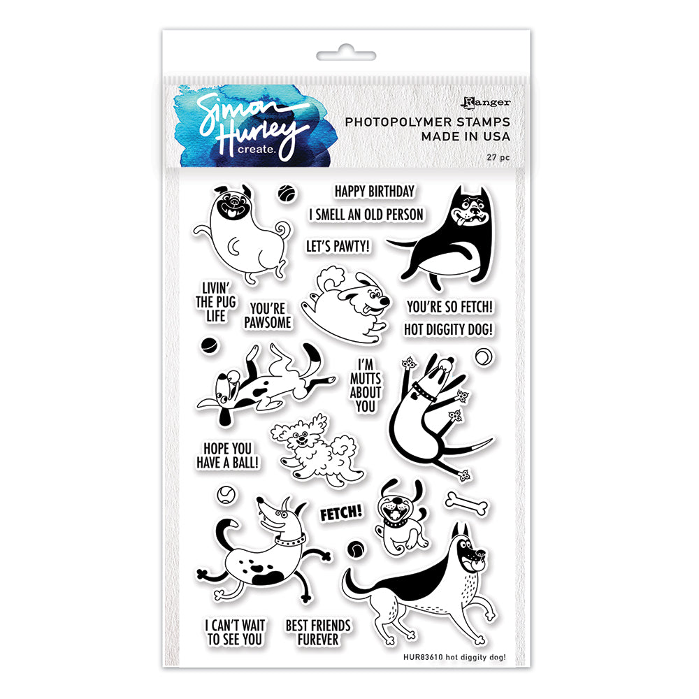 Ranger Simon Hurley Hot Diggity Dog Clear Stamps hur83610