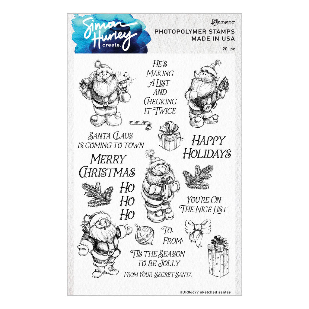 Spellbinders Simon Hurley Sketched Santas Coordinating Etched Dies s6-241 stamps