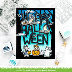 Halloween-themed card with decorative elements on a white background