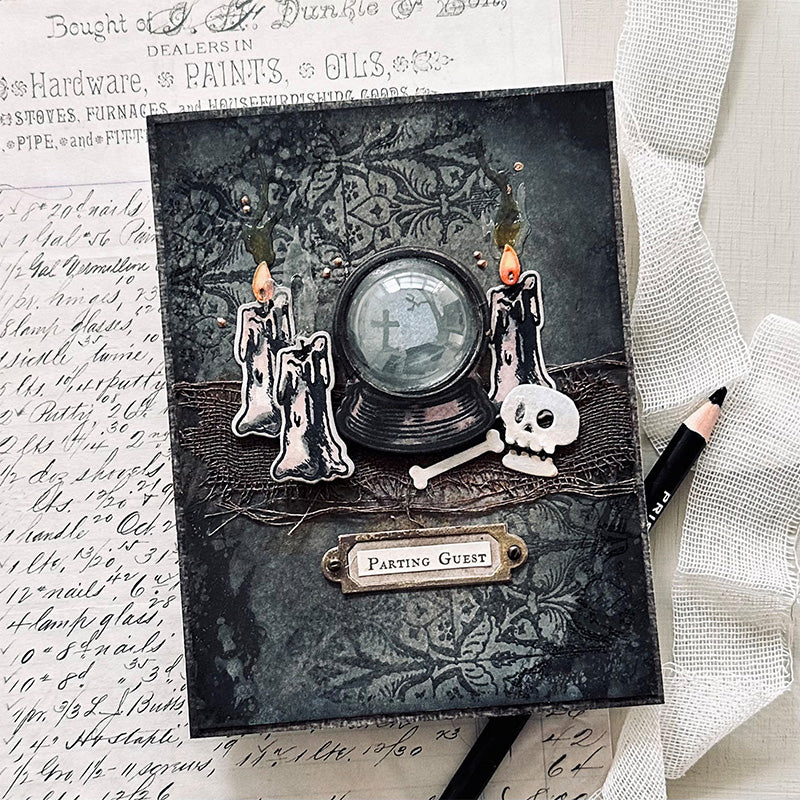 Tim Holtz Halloween Doodles Stamps with Simon Says Stamp Dies Bundle sethd25 Halloween Card