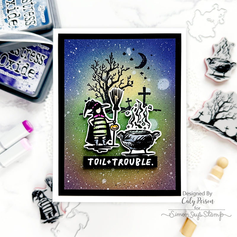 Tim Holtz Halloween Sketchbook Stamps with Simon Says Stamp Dies Bundle seths25 Halloween Card | color-code:ALT01