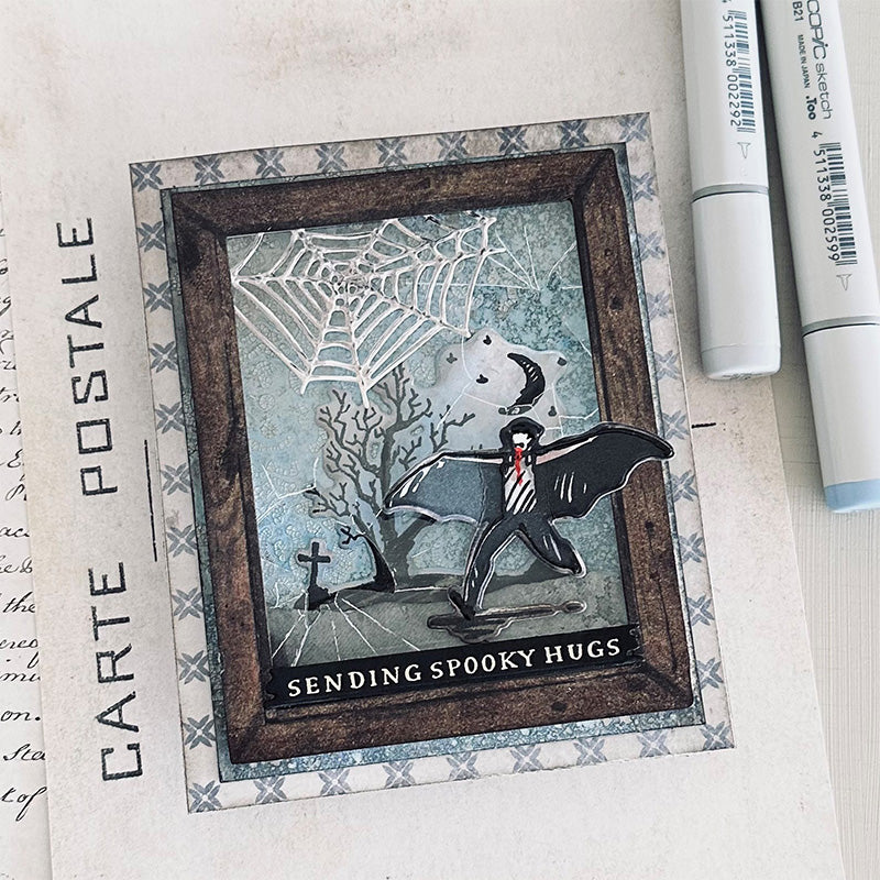Tim Holtz Halloween Sketchbook Stamps with Simon Says Stamp Dies Bundle seths25 Halloween Card