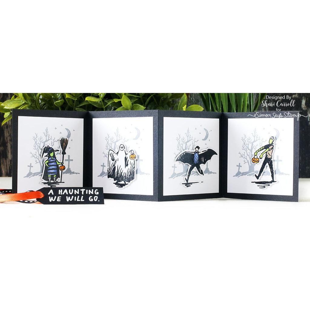 Tim Holtz Halloween Sketchbook Stamps with Simon Says Stamp Dies Bundle seths25 Halloween Card