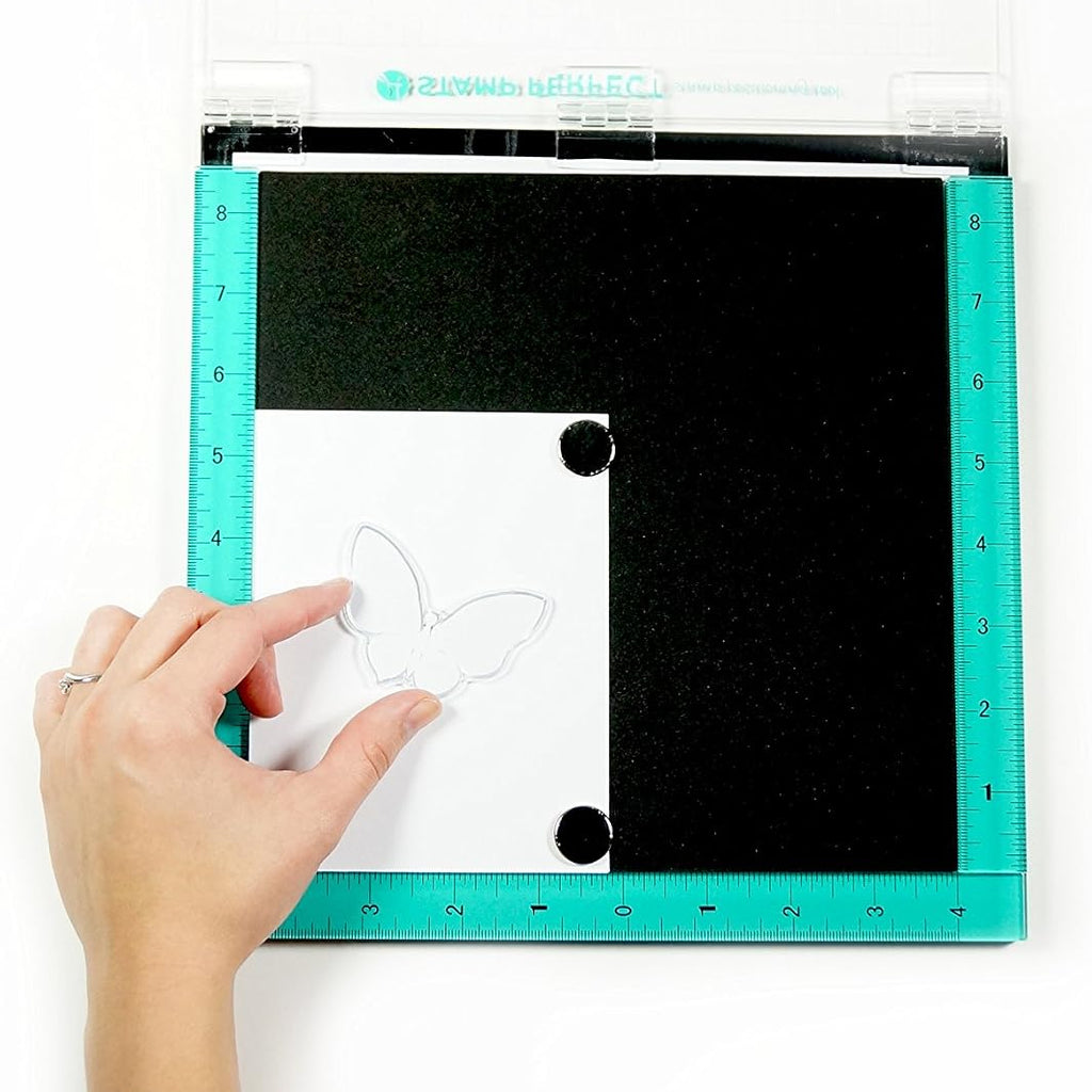 Hampton Art 10 x 10 Stamp Perfect Positioning Tool AC0746 with clear stamp in use