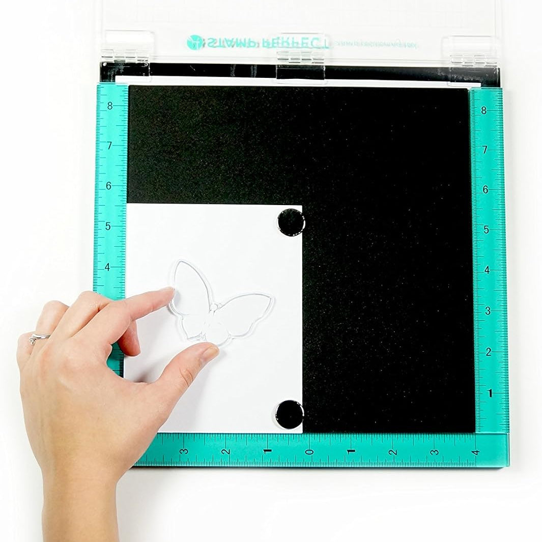 Hampton Art 10 x 10 Stamp Perfect Positioning Tool AC0746 with clear stamp in use