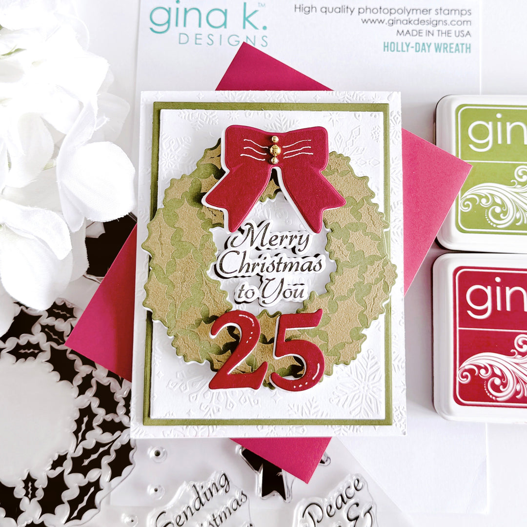 Handmade Greeting Card for Christmas with Kraft and Green Wreath and sentiment 'Merry Christmas to You'
