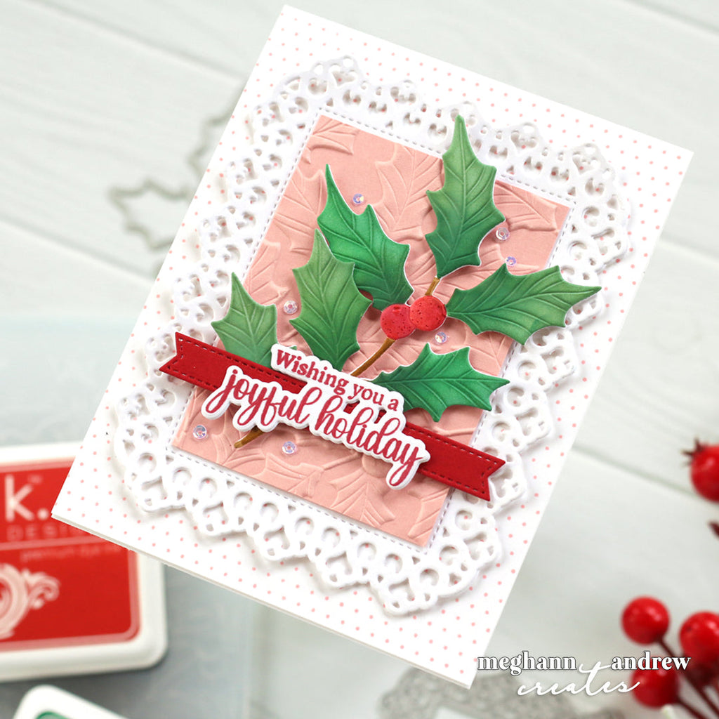 Handmade Holiday Card Featuring Regal Frame Die with Sentiment 'Wishing You a Joyful Holiday'